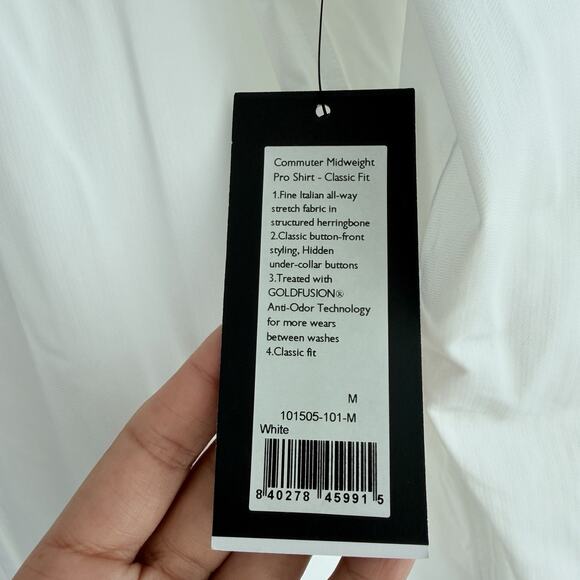 Rhone Commuter Shirt Mens Medium White Midweight Pro Button Up Performance - Picture 5 of 13